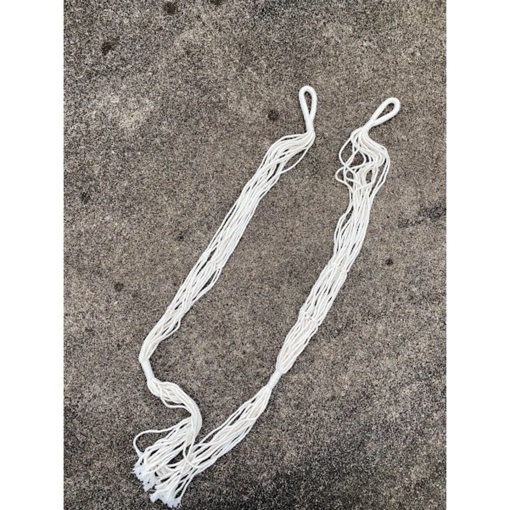 Set of 2 Vintage Boho Macrame Plant Hangers Off White Cotton Rope Tassel Decor